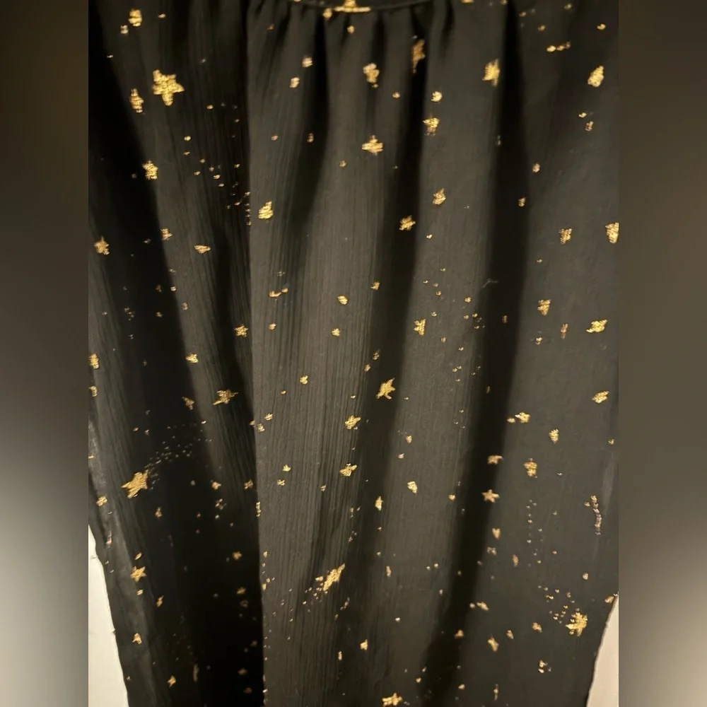 Kids Black Dress with Gold Star Pattern